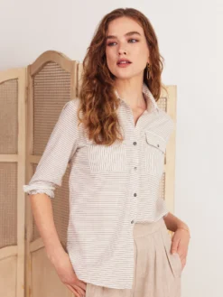 Sleek Striped Shirt NEUTRAL MULTI