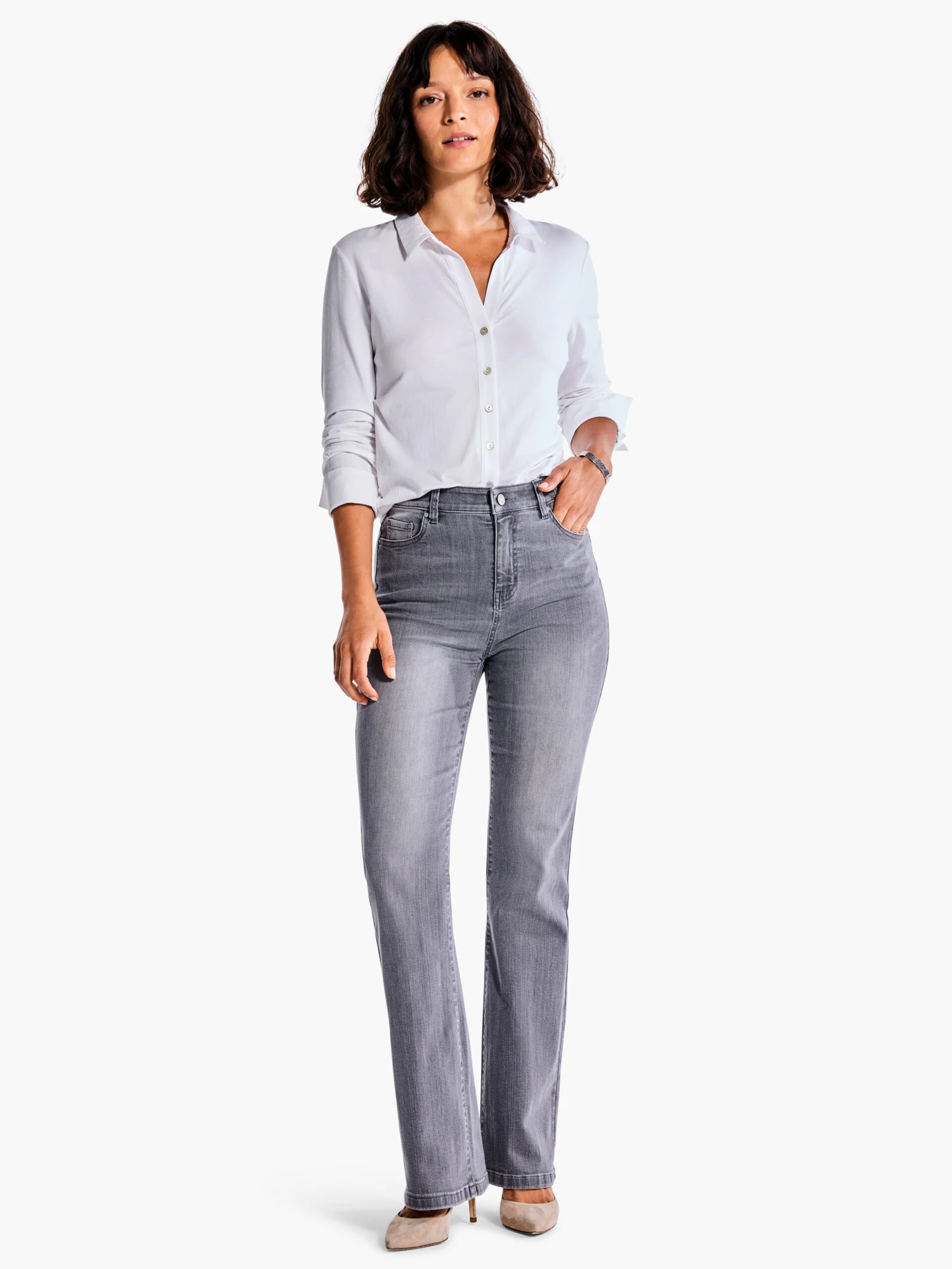 NZ Denim 31" High Rise Boot Cut Jeans NICKEL - Image 2