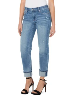 Liverpool - Marley Girlfriend Rolled Cuff LIGHT WASH