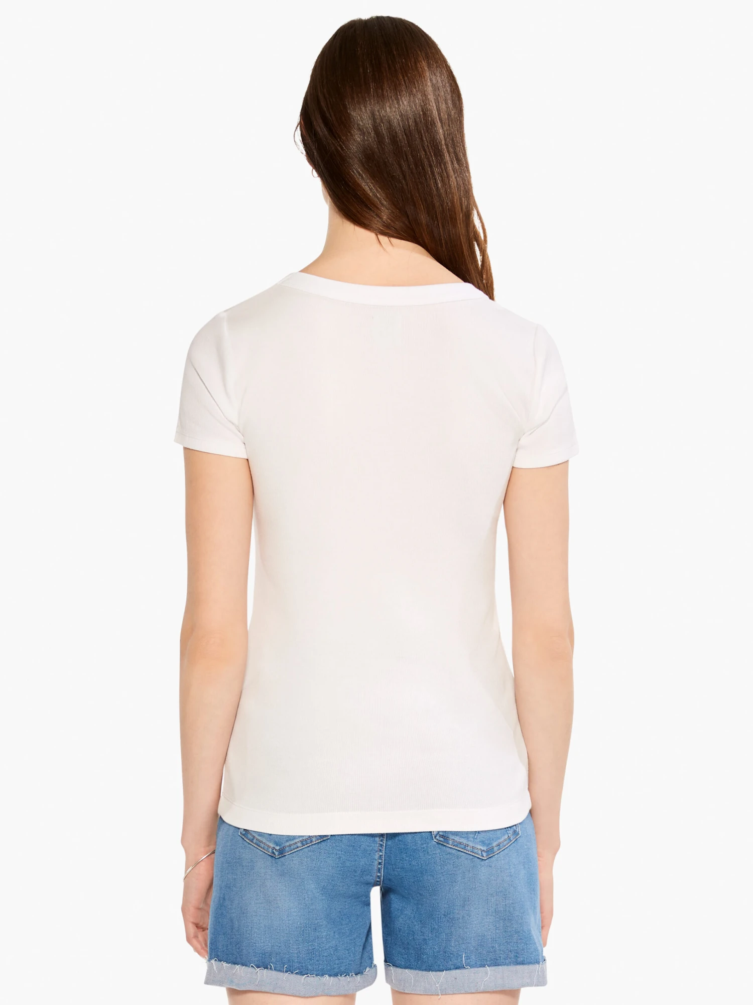 Perfect Knit Rib Short Sleeve V Tee PAPER WHITE - Image 3