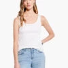 Drapey Rib Scoop Tank PAPER WHITE
