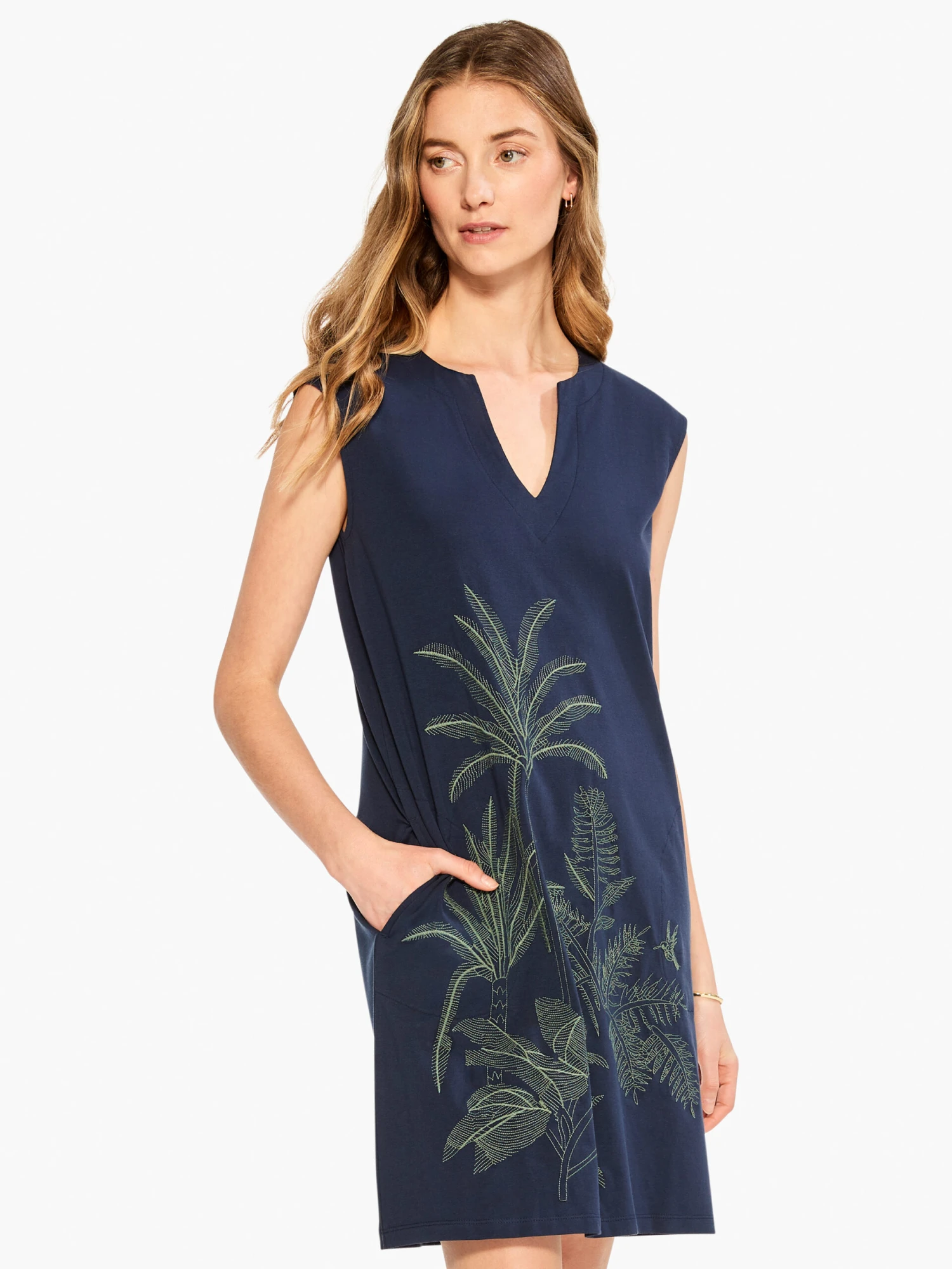 Embroidered Fauna Dress INDIGO MULTI