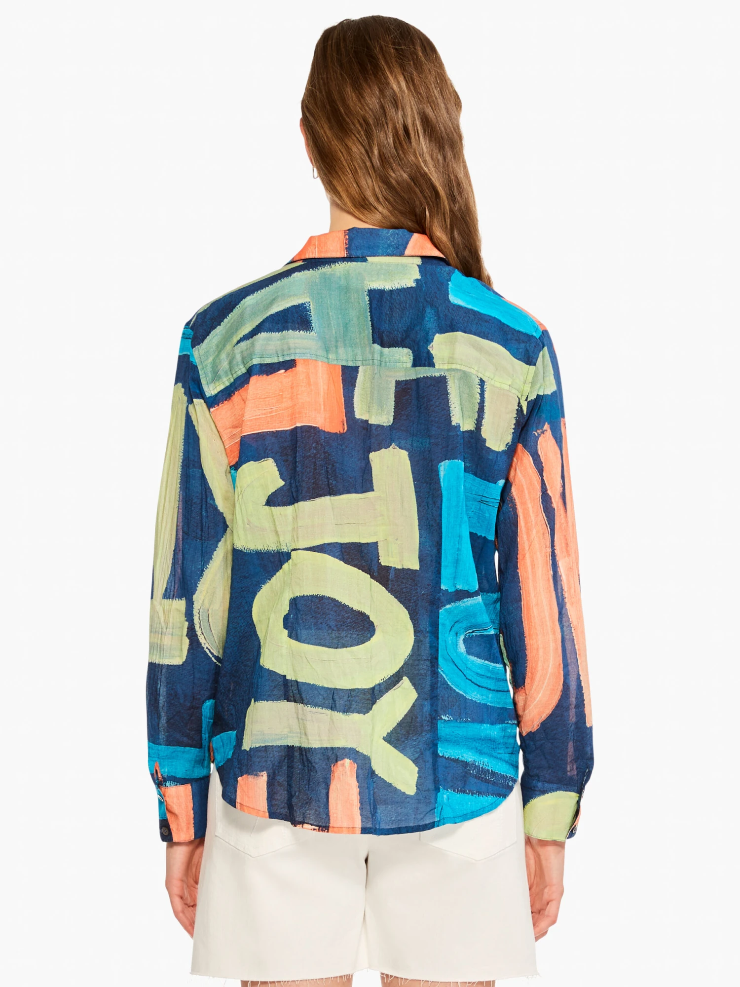 Love Art Joy Crinkle Shirt INDIGO MULTI - Image 4