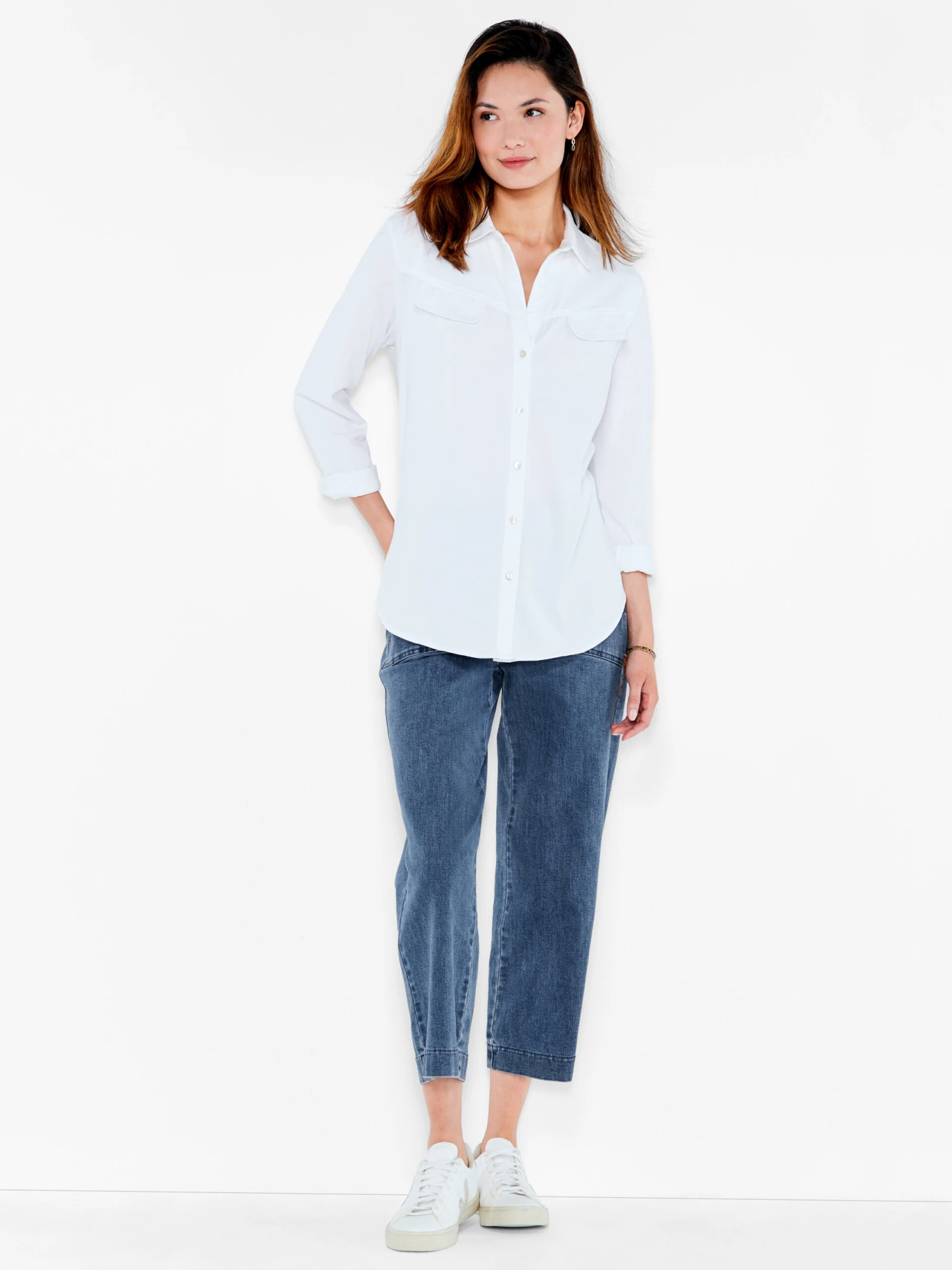 NZT Long Sleeve Angled Pocket Shirt PAPER WHITE - Image 4