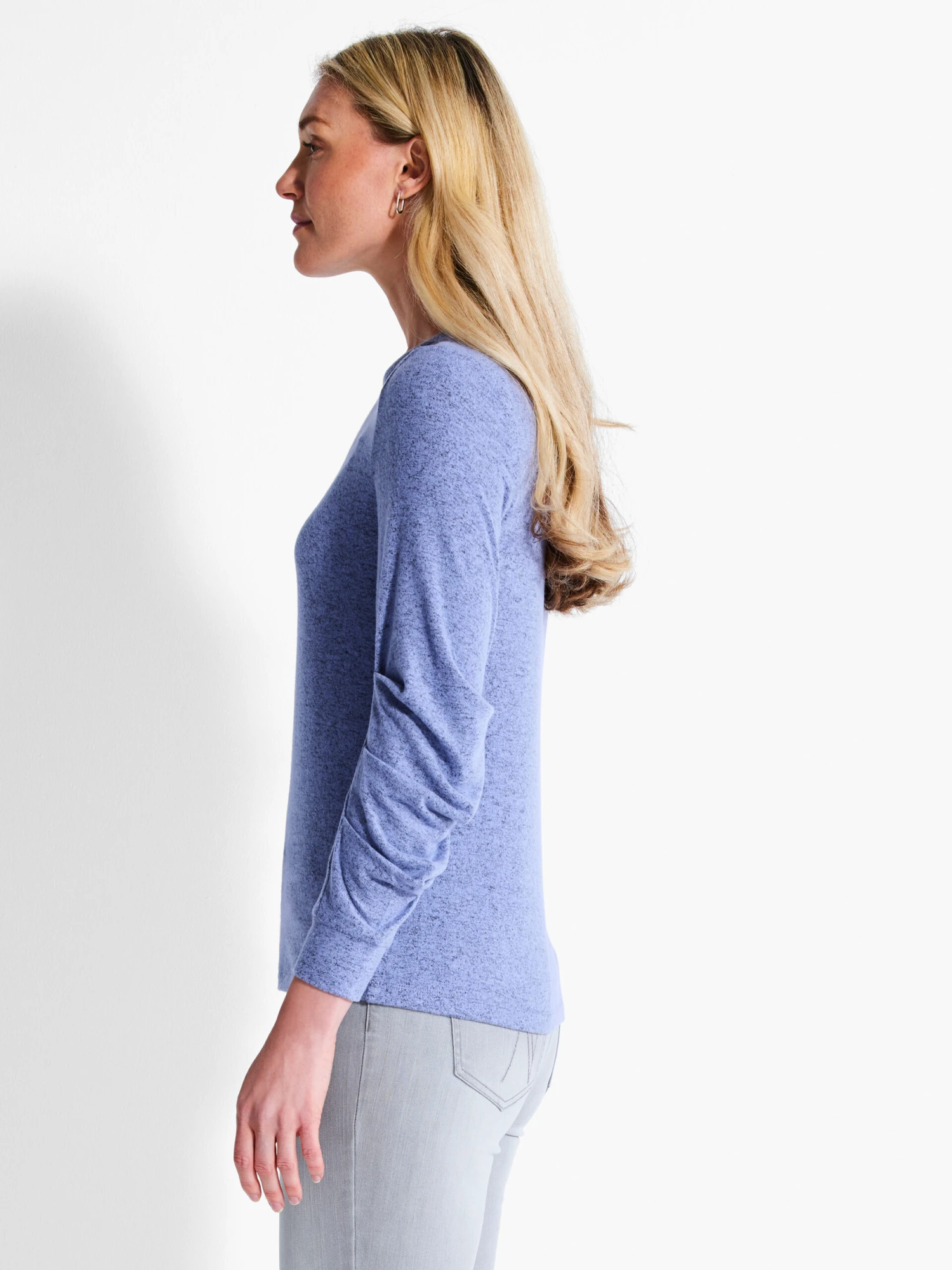 NZT Sweet Dreams Ruched Sleeve Crew Neck IRIS - Image 2