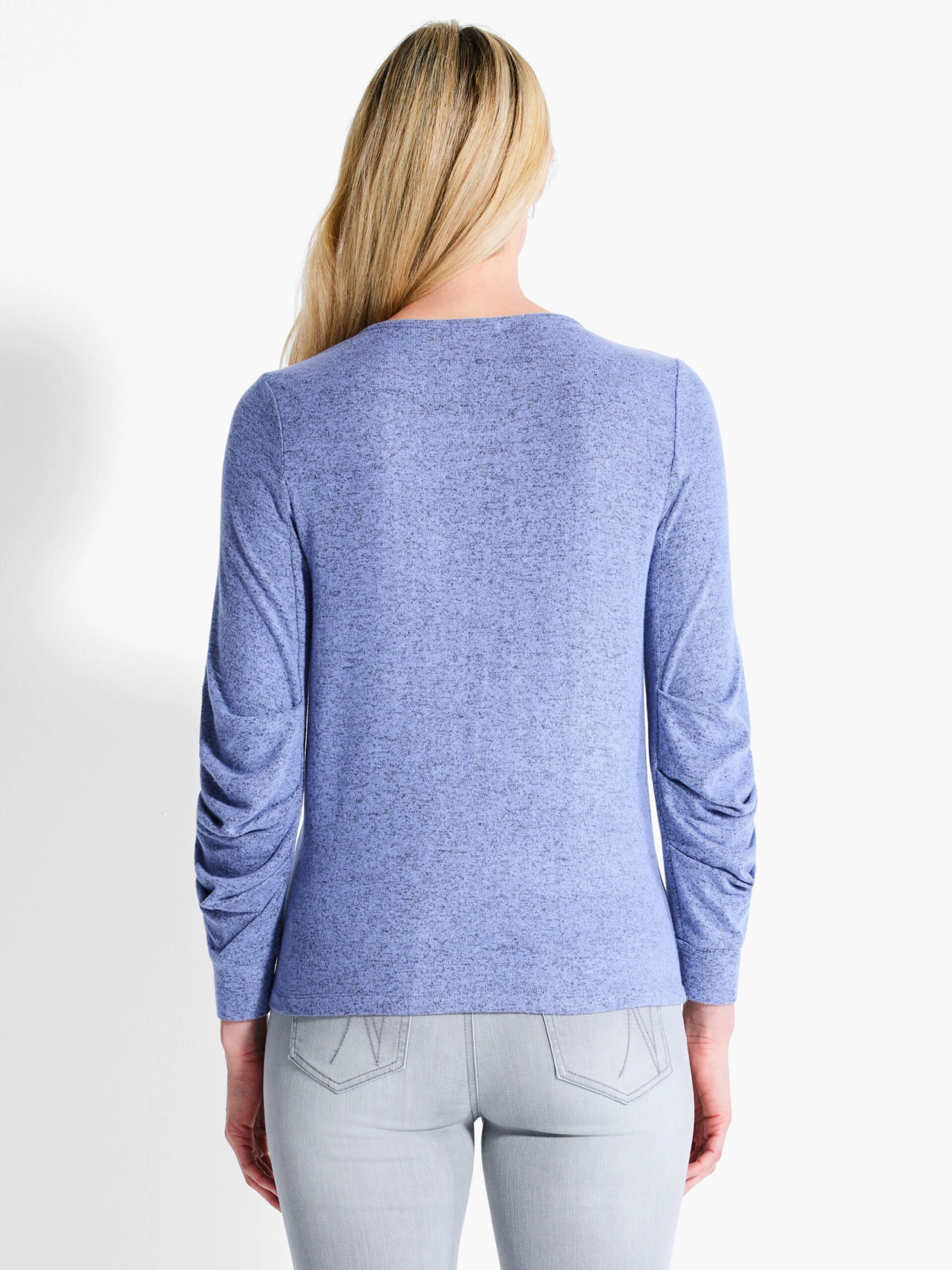 NZT Sweet Dreams Ruched Sleeve Crew Neck IRIS - Image 3