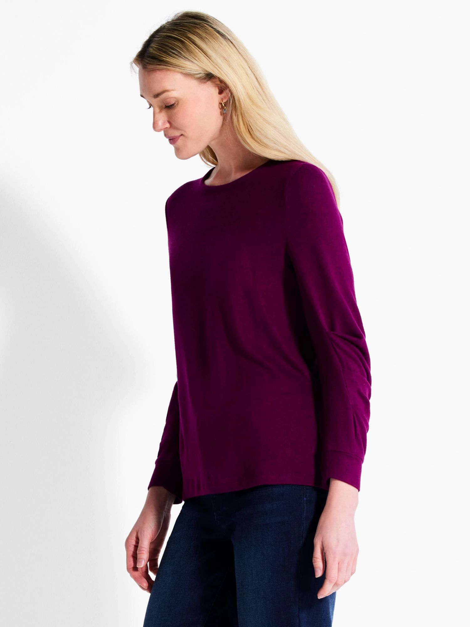 NZT Sweet Dreams Ruched Sleeve Crew Neck MULBERRY - Image 2
