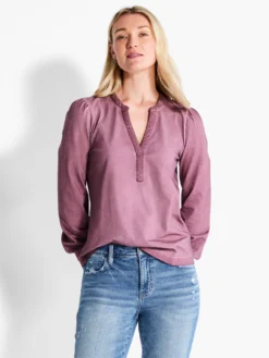 NZT Long Sleeve Henley MAHOGANY