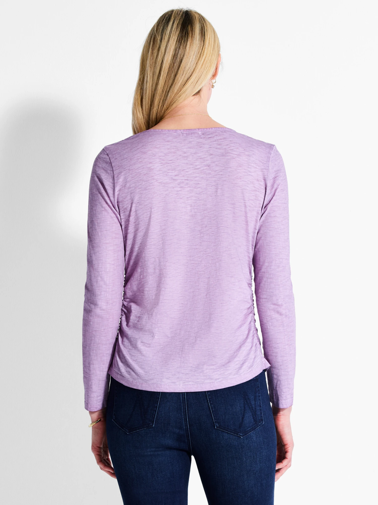 NZT Long Sleeve V-Neck Ruched Tee - Image 3