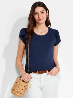 NZT Short Sleeve Tulip Sleeve Scoop Tee