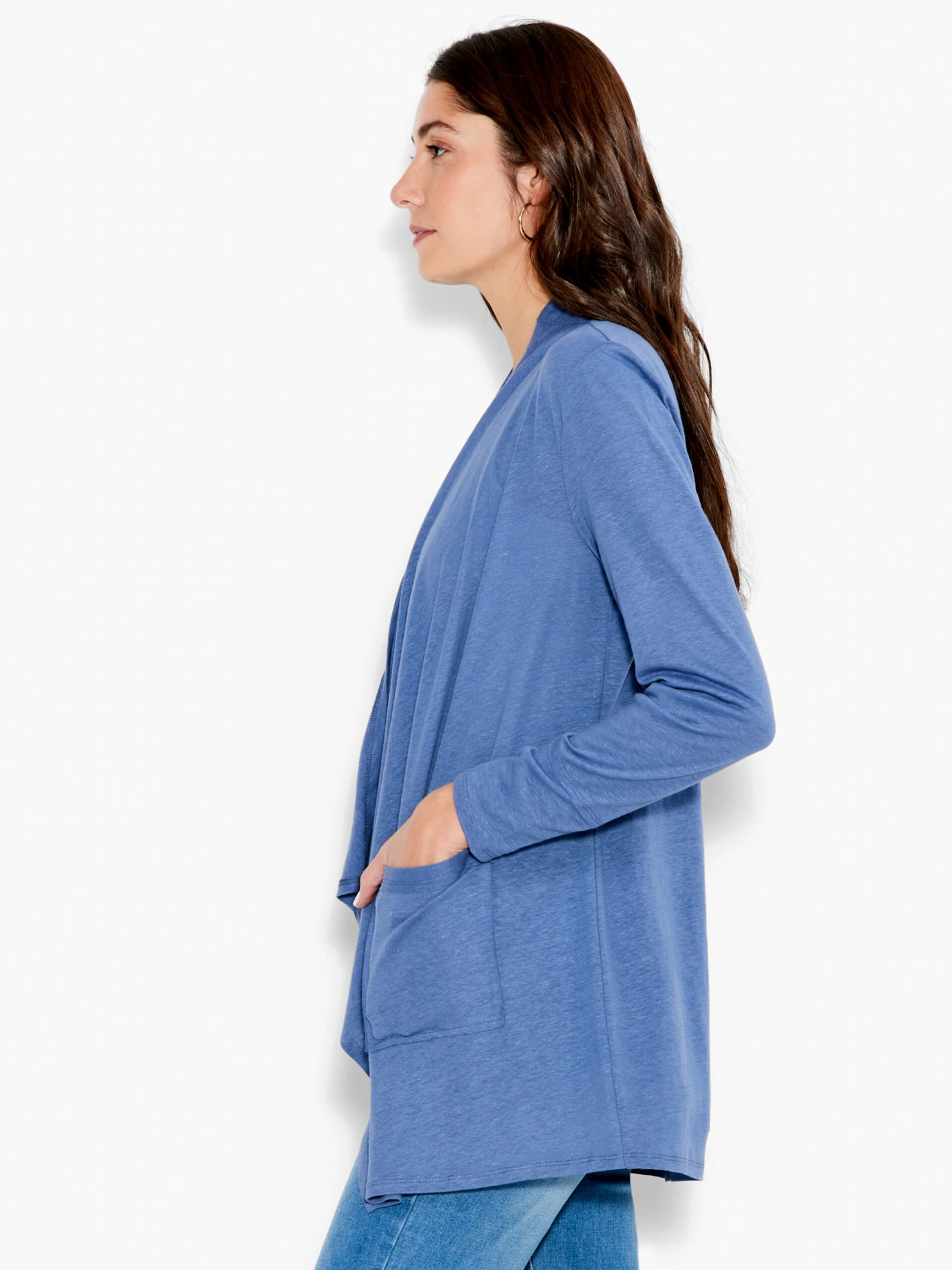 NZT Long Sleeve Drape Cardigan HARBOR BLUE - Image 2