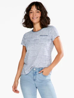 NZT Crew Neck Short Sleeve Stripe Tee BLUE MULTI