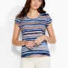 NZT Short Sleeve Scoop Wavy Stripe Tee BLUE MULTI