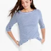 NZT 3/4 Sleeve Stripe Boat Tee