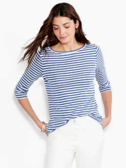 NZT 3/4 Sleeve Stripe Boat Tee