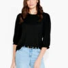 NZT Crew Neck 3/4 Pleated Sleeve Tee