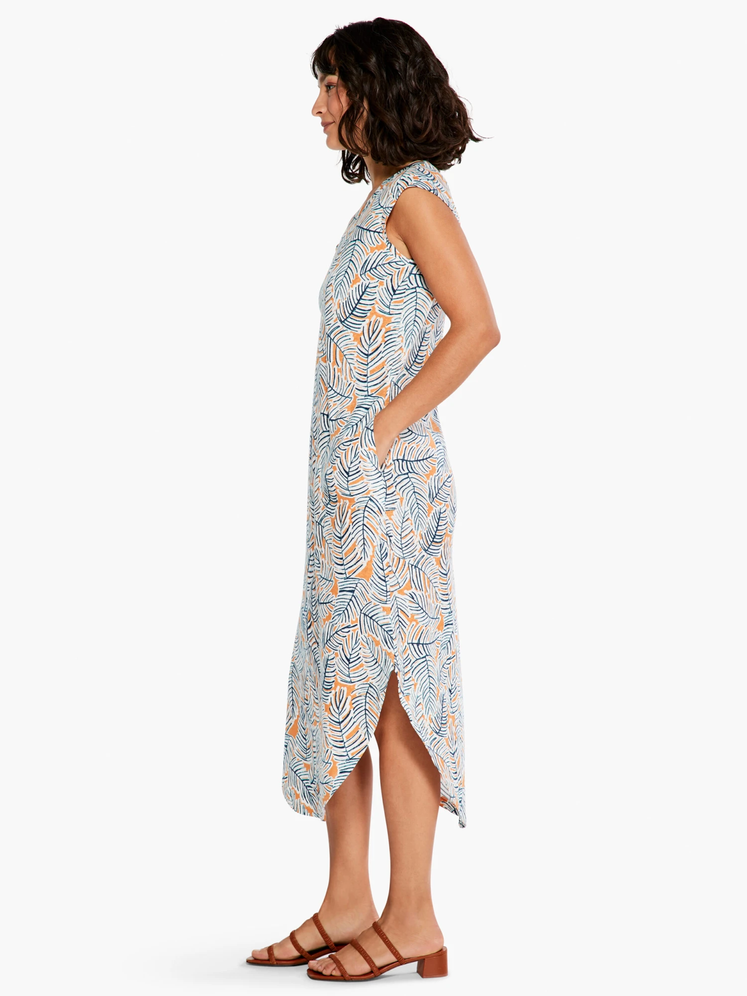 NZT Palm Scoop Tank Dress ORANGE MULTI - Image 2