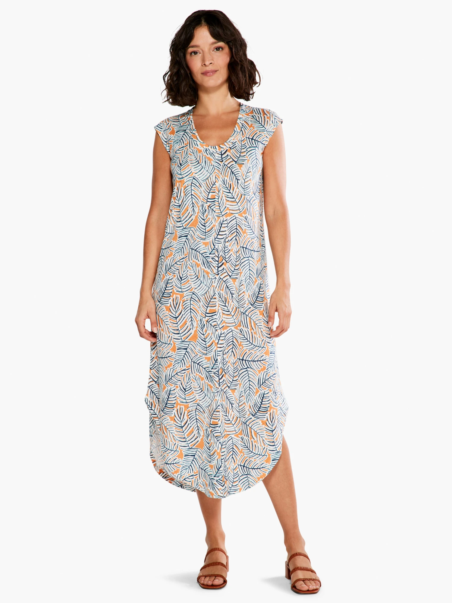 NZT Palm Scoop Tank Dress ORANGE MULTI - Image 4