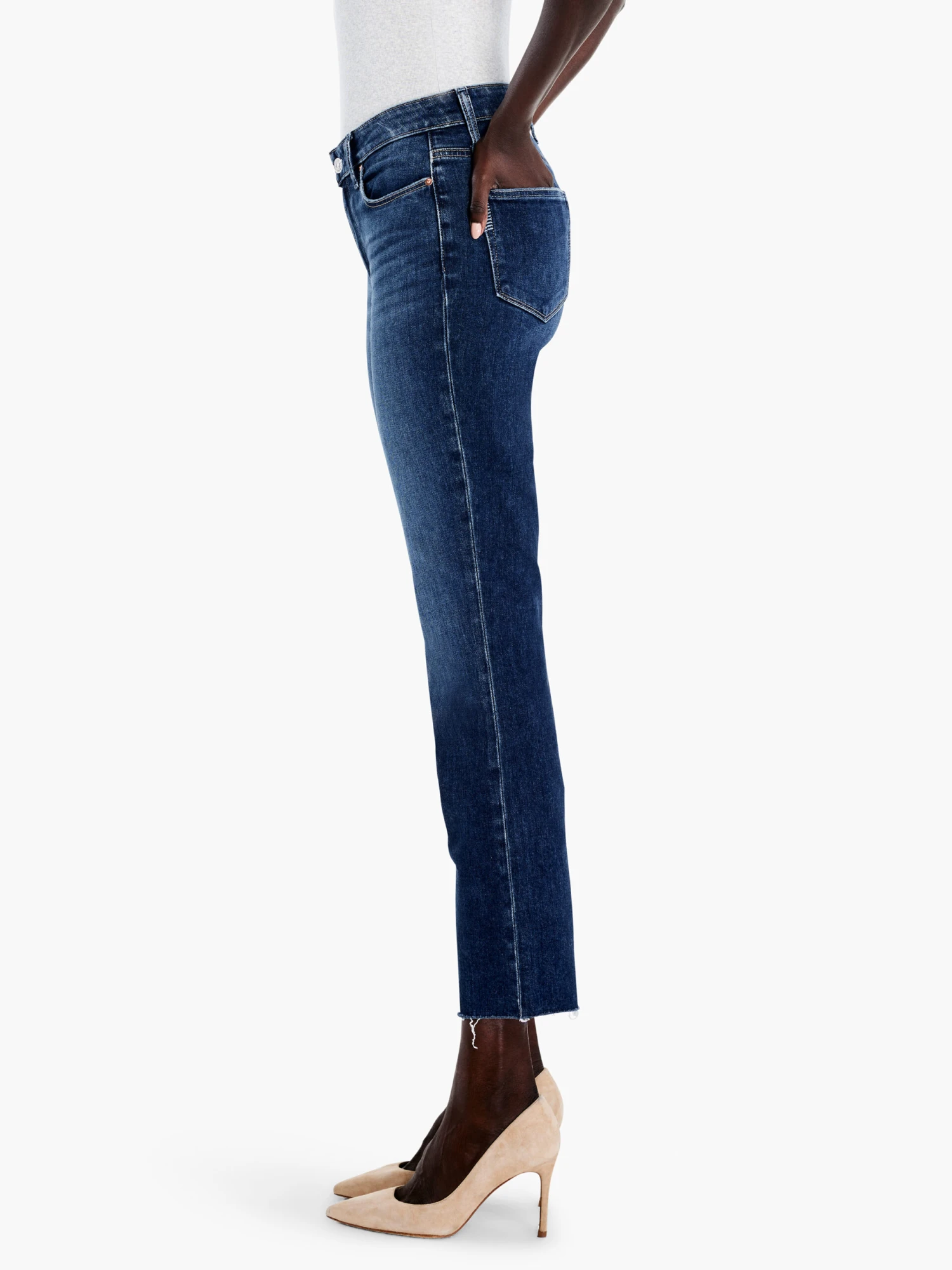Paige Cindy W/ Raw Hem Jeans MEDIUM WASH - Image 2