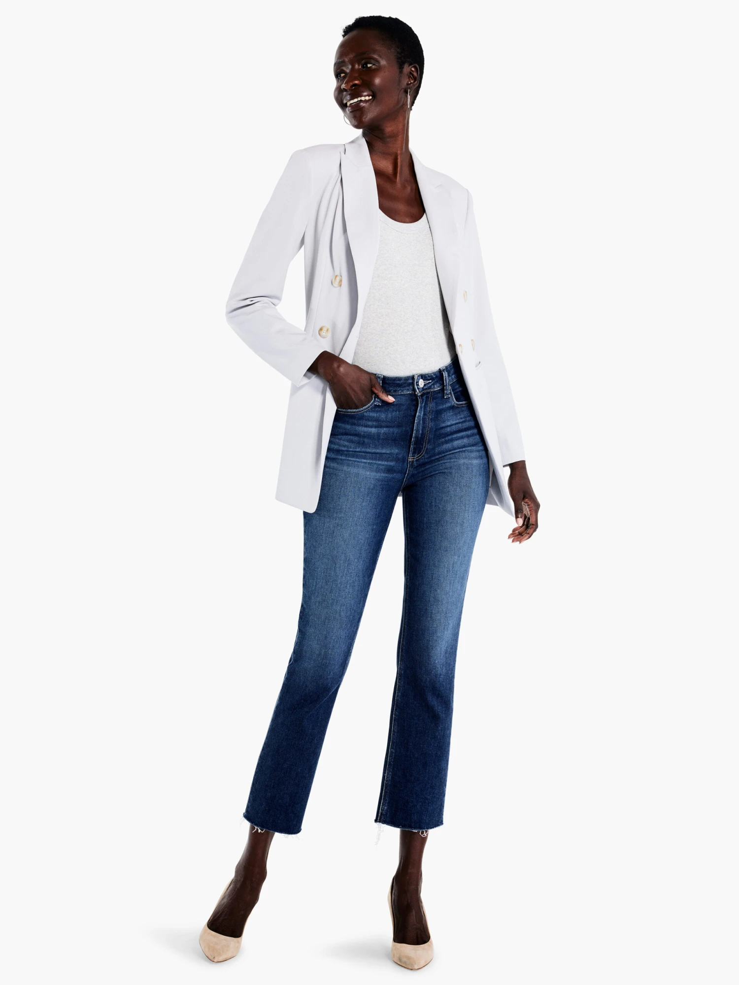 Paige Cindy W/ Raw Hem Jeans MEDIUM WASH - Image 4