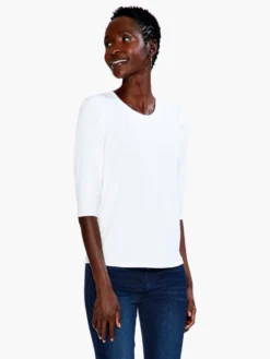 Drapey Rib Puff Sleeve Tee PAPER WHITE