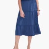 Soft Drape Tiered Skirt DEEP OCEAN
