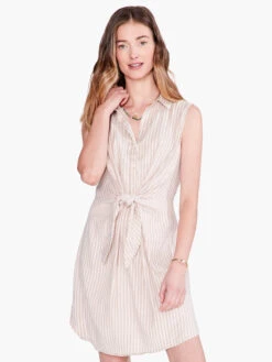 Cafe Tie Front Dress NEUTRAL MULTI