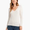 Perfect Knit Rib Long Sleeve V Neck SHELL