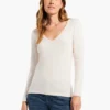 Perfect Knit Rib Long Sleeve V Neck SHELL