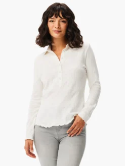 Lace Knit Collared Top CREAM