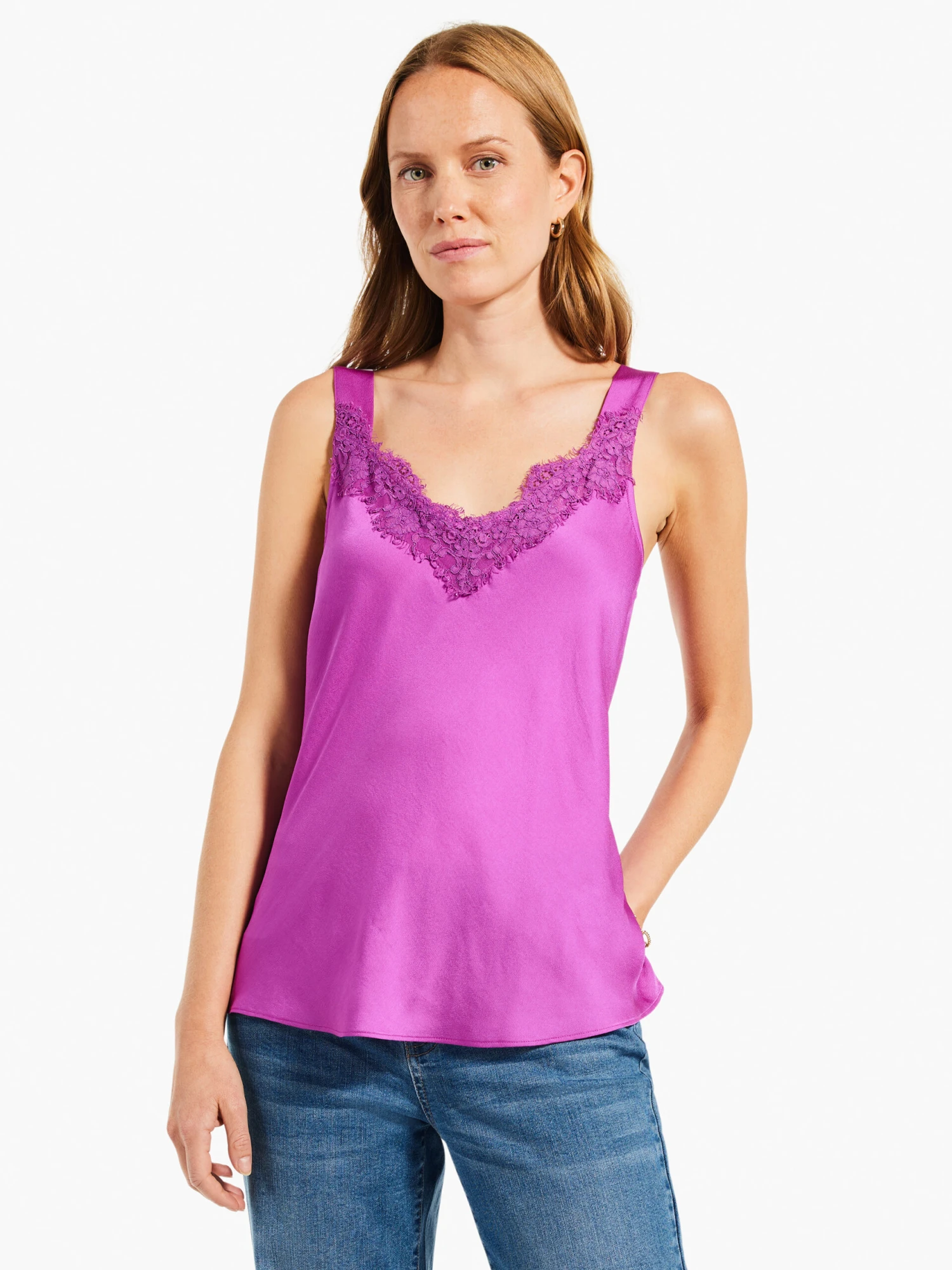 Lace Cami Tank VIVID MAGENTA